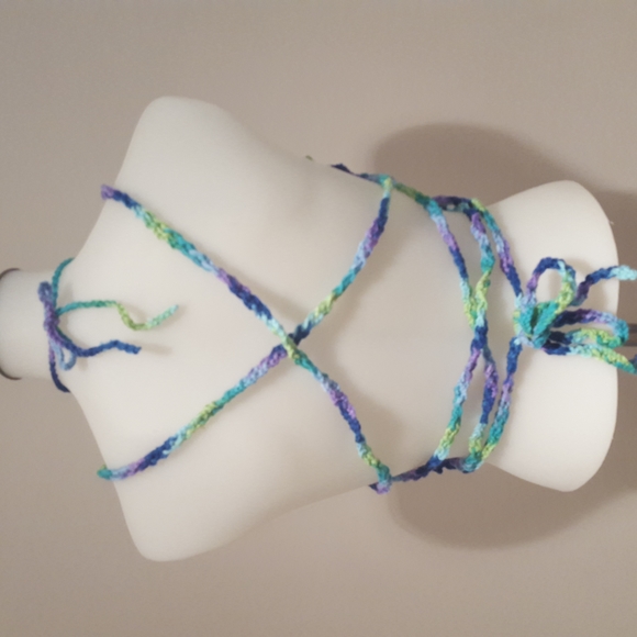 Butterfly top, hand crafted crochet, blue, green, purple NWOT - Picture 4 of 16